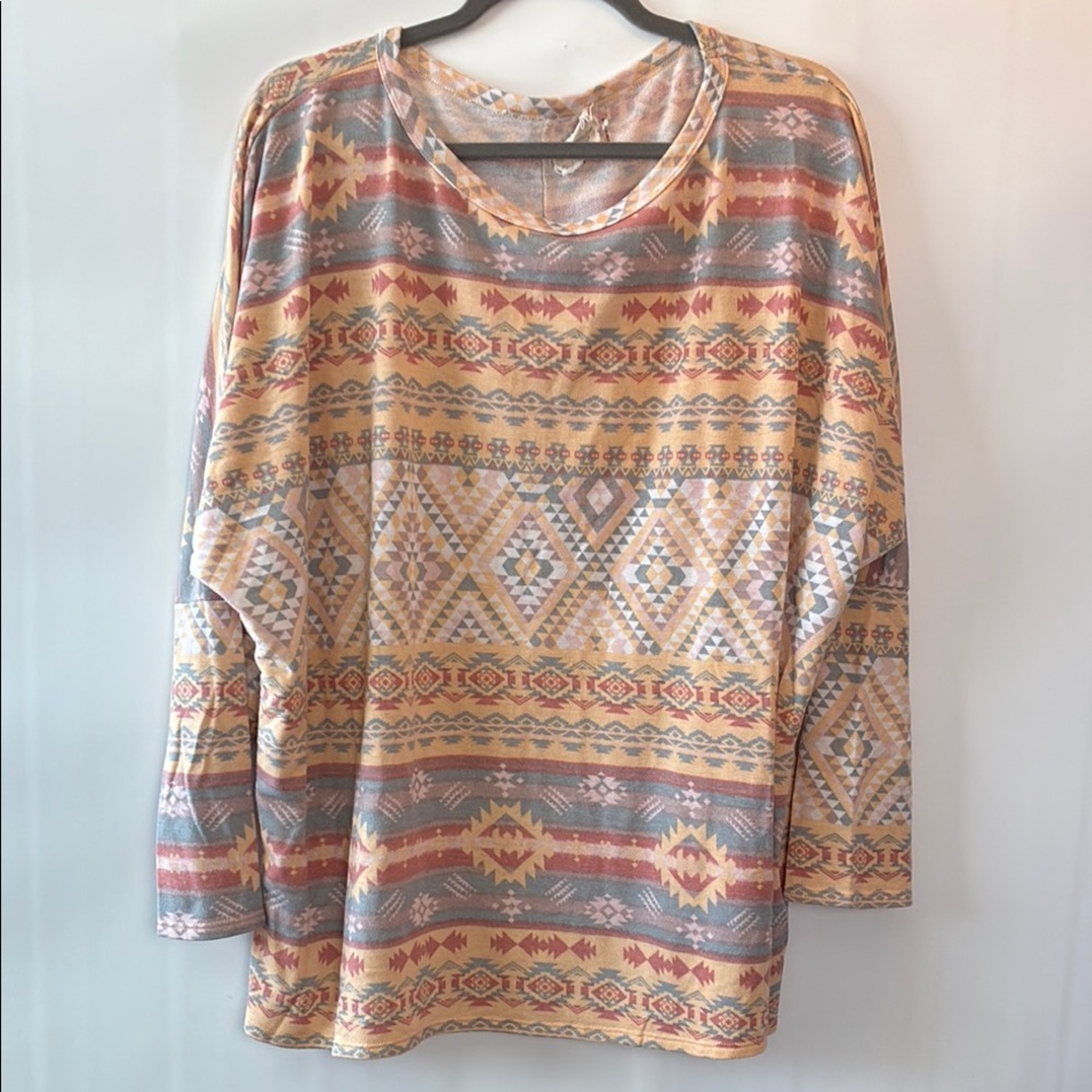 Savanna Jane Multicolor Geometric Long Sleeve Top